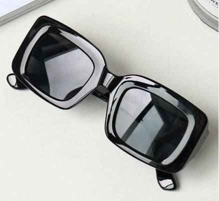 Retro Square Vintage Bold Black Fashion Sunglasses
