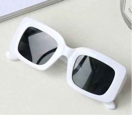 Retro Square Vintage Bold White Fashion Sunglasses