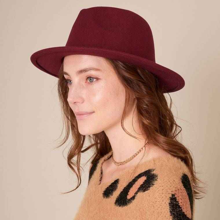 Faux Wool Fedora Adjustable Hat