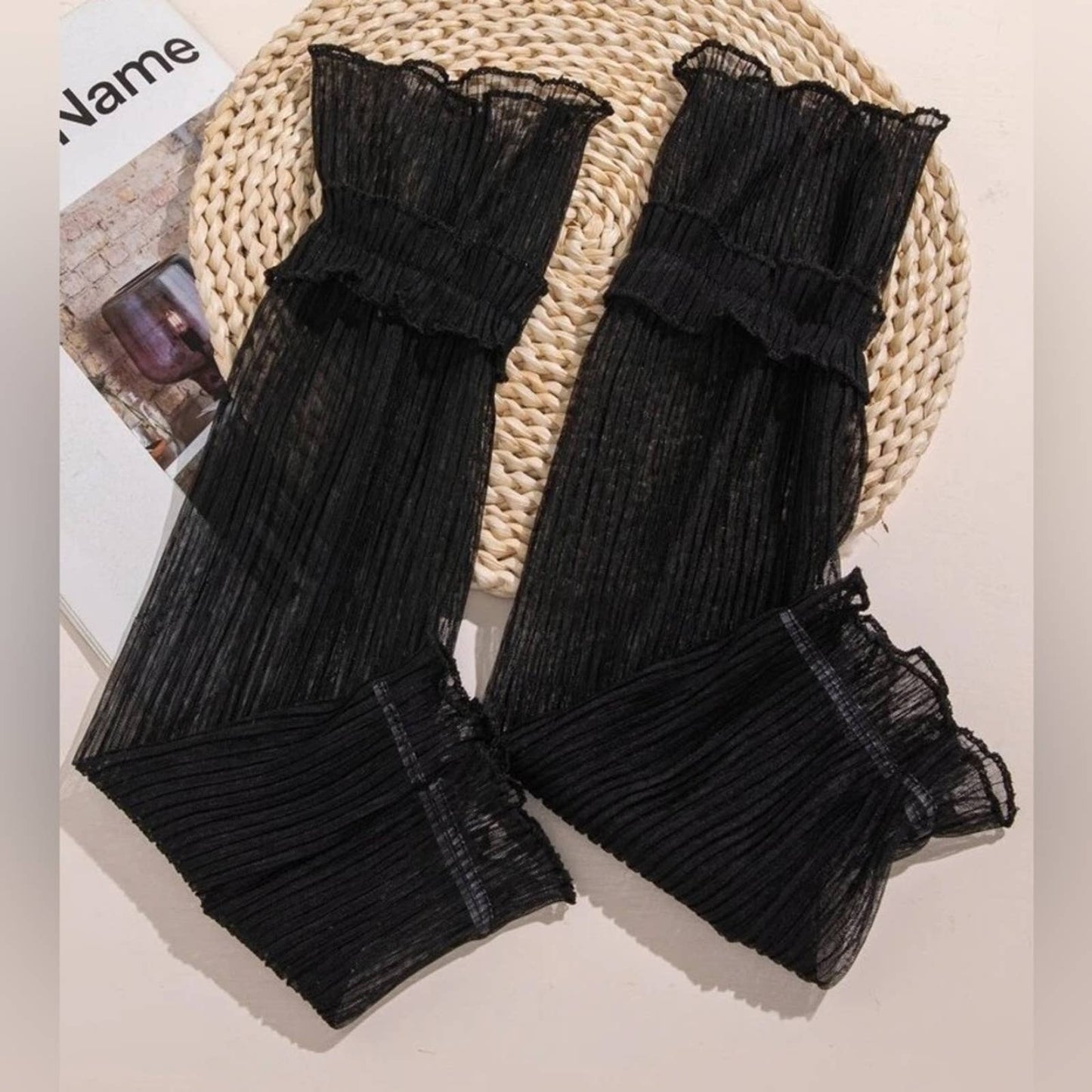 Sheer Ruched Look Pull Up Arm Sleeves Glove - Passion of Essence Boutique
