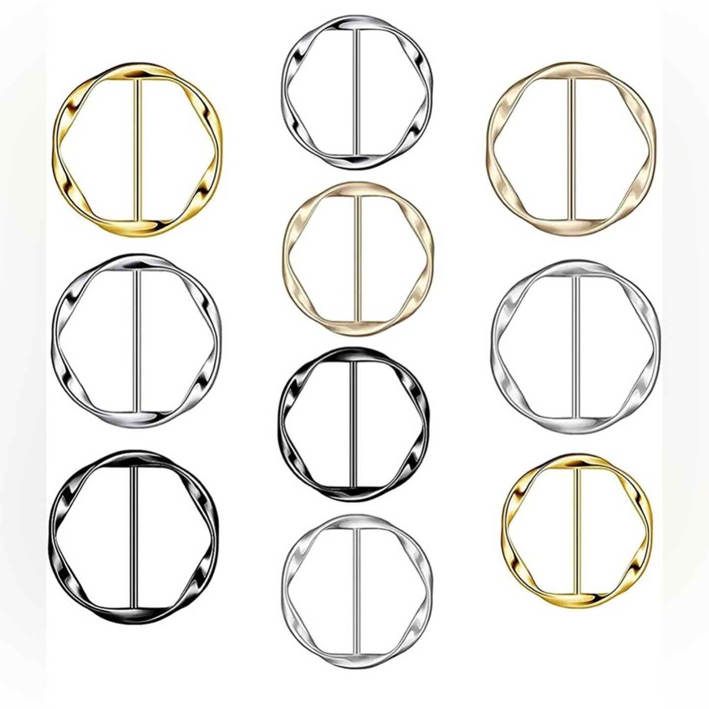 2 Pc Silk Scarf Ring Clip T-shirt Tie Clips - Passion of Essence Boutique