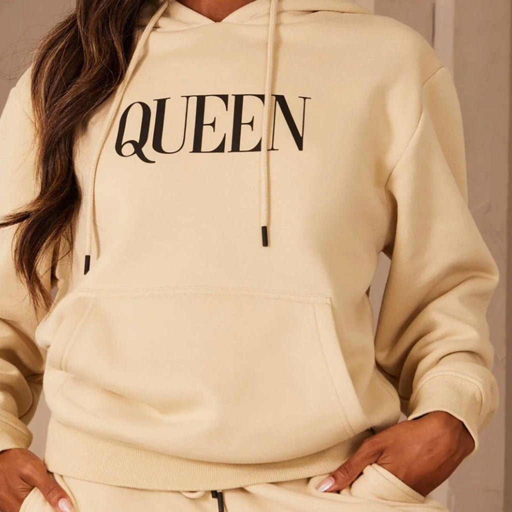 Oversized Tan Queen Hoodie Sweatshirt Custom Made by Passion of Essence - Passion of Essence Boutique