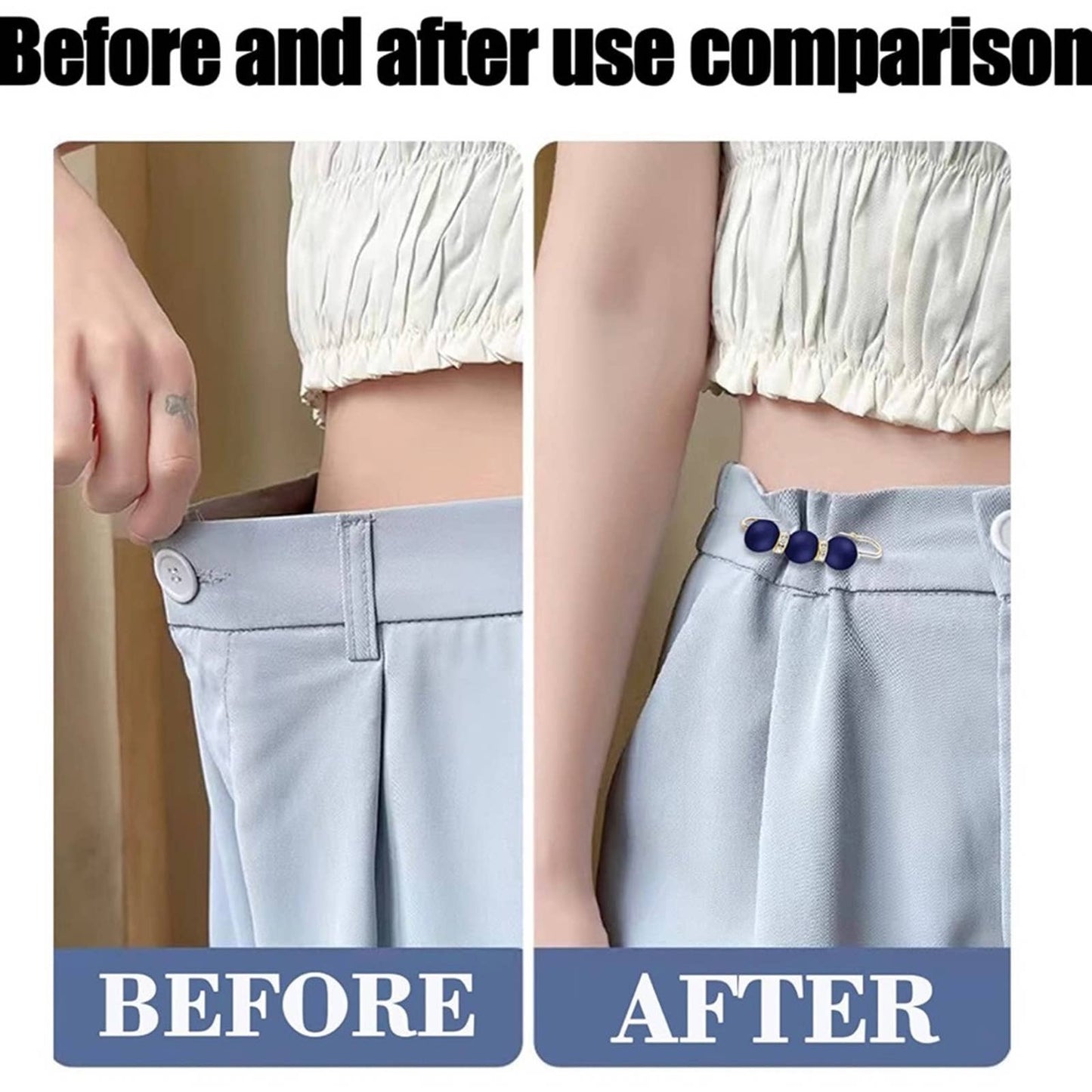 2pc White Pearl Brooch detachable jeans and Sweater cape clip pants extended safety pin - Passion of Essence Boutique