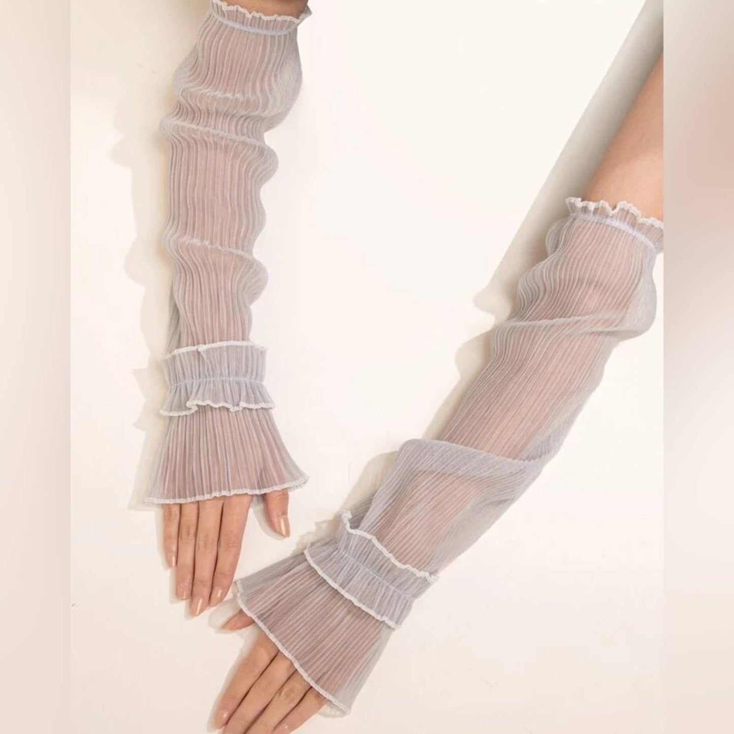Sheer Ruched Look Pull Up Arm Sleeves Glove - Passion of Essence Boutique