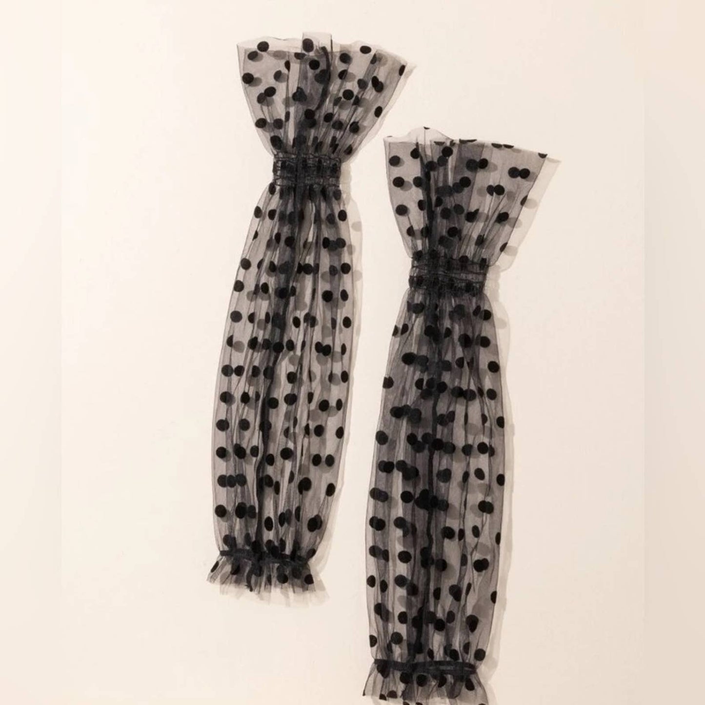 Black Polka Dot Print Mesh Arm Pull Up Arm Sleeves Glove - Passion of Essence Boutique