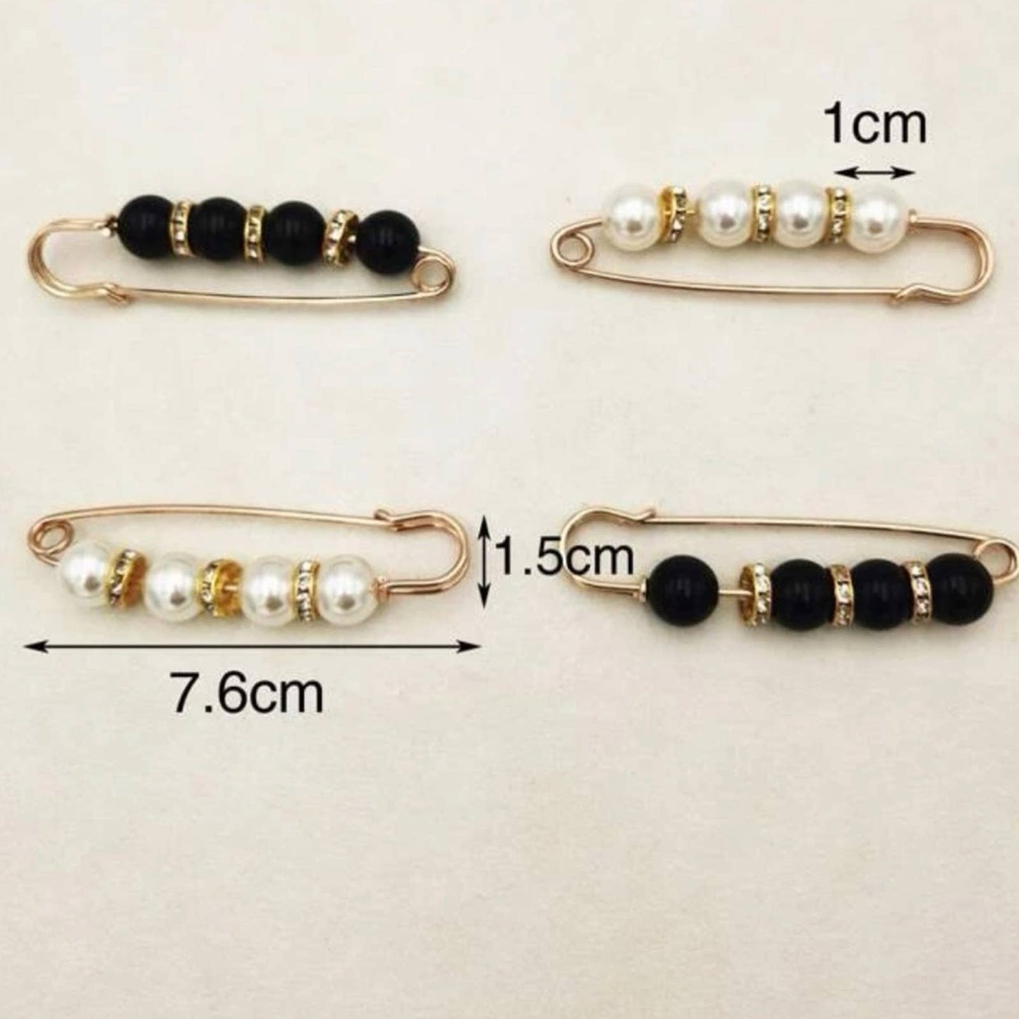 2pc White Pearl Brooch detachable jeans and Sweater cape clip pants extended safety pin - Passion of Essence Boutique