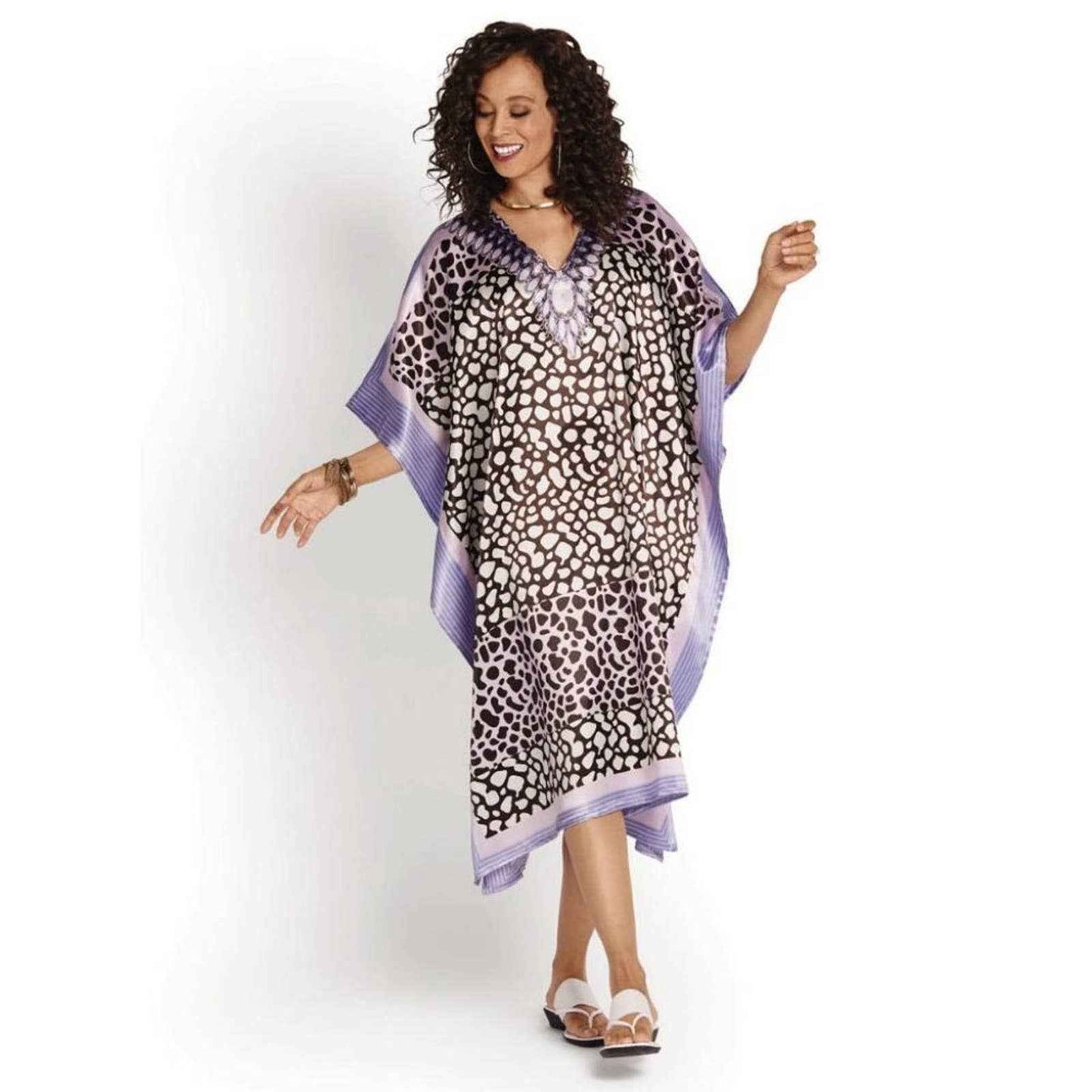 Spot On Print Silky Short Caftan