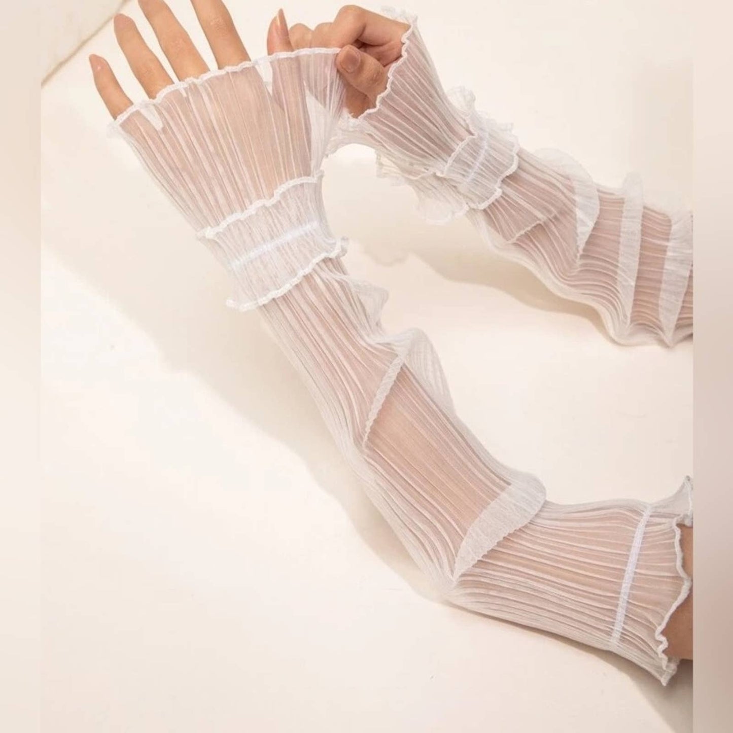 Sheer Ruched Look Pull Up Arm Sleeves Glove - Passion of Essence Boutique