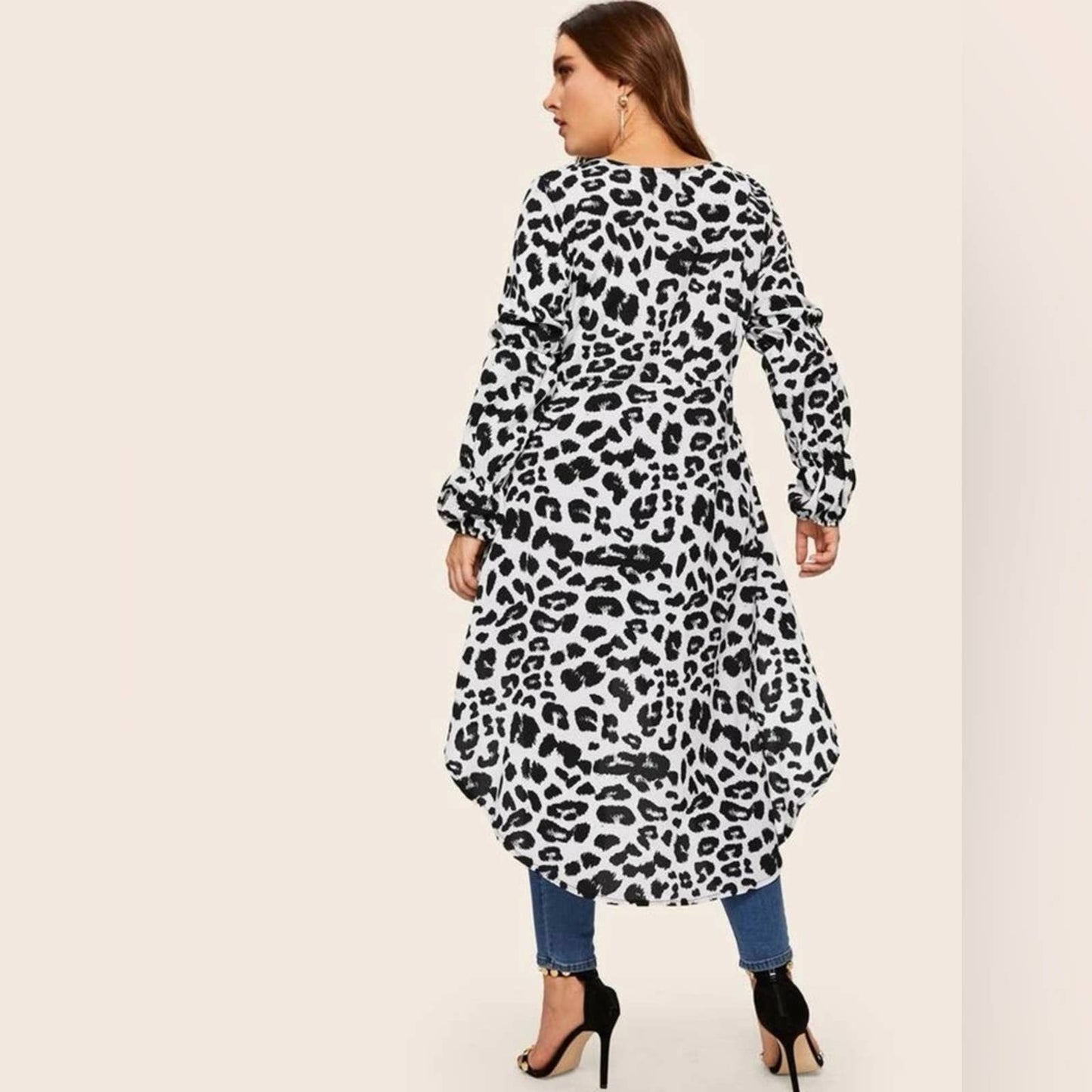 Plus Dip Hem Leopard Print Blouse - Passion of Essence Boutique