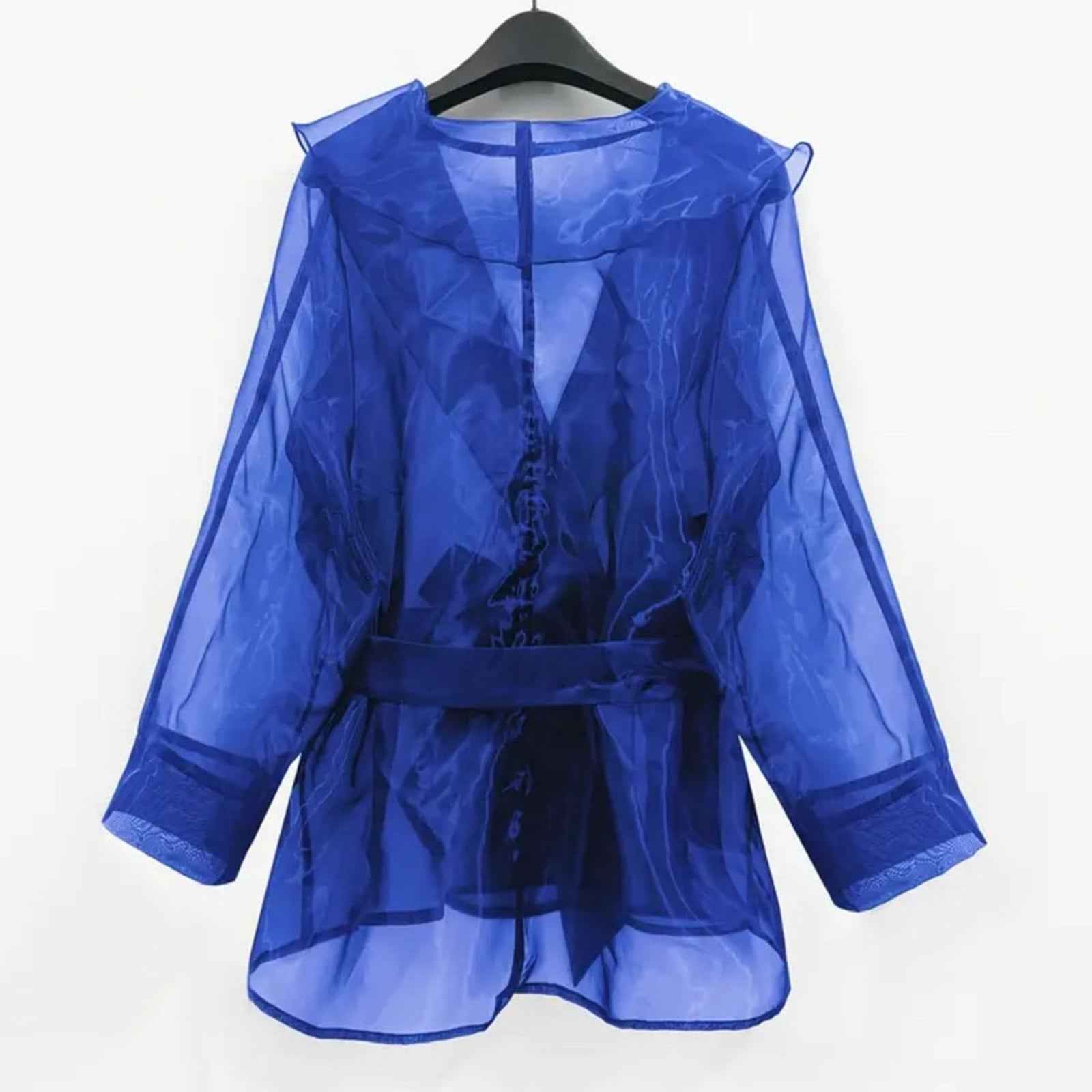 Elegant Blue Sheer Tunic Top