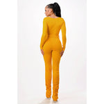 Load image into Gallery viewer, Ruched V-Neck Jumpsuit with Tie Waist
