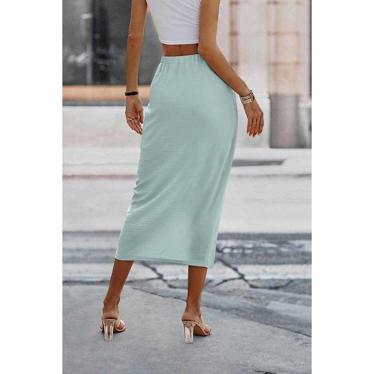 Solid Twist Wrap Assassin Fit Skirt | Polyester Casual Skirt