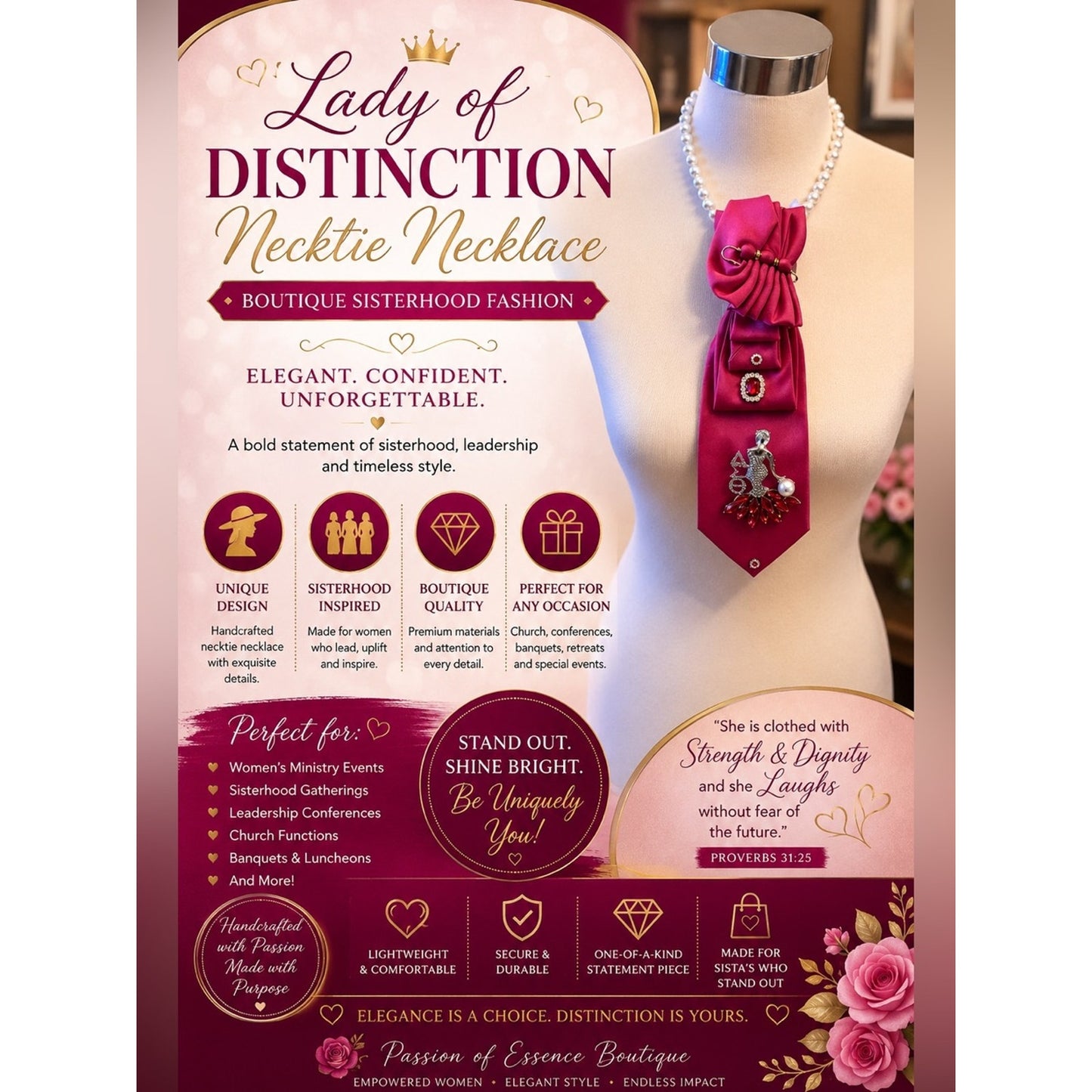 Lady of Distinction Necktie Necklace | Boutique Sisterhood Fashion