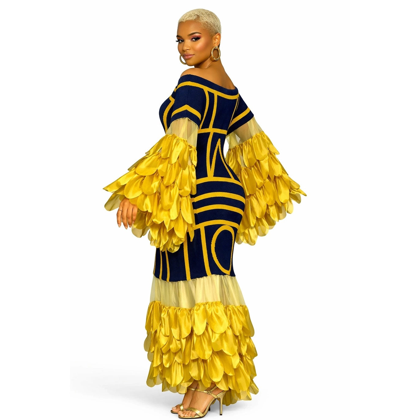 Elegant Statement Ruffles Maxi Dress
