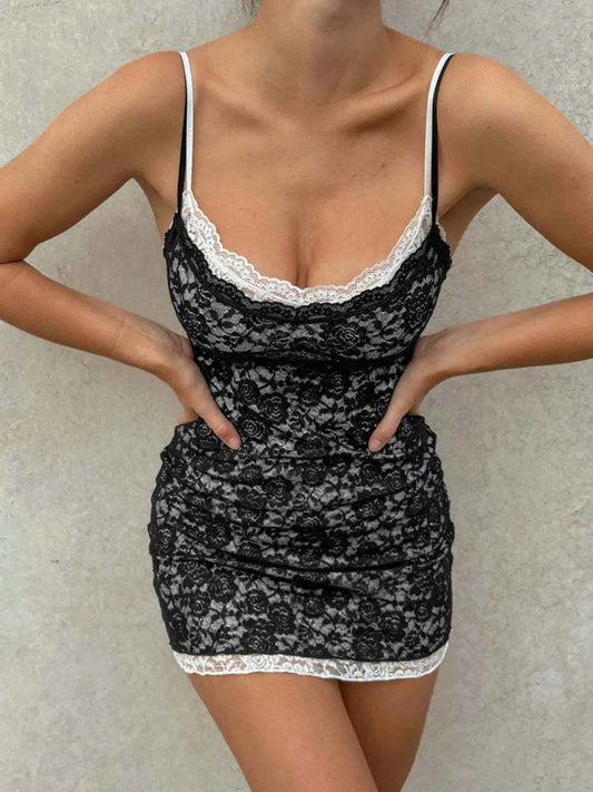 Lace Trim Cami Mini Dress