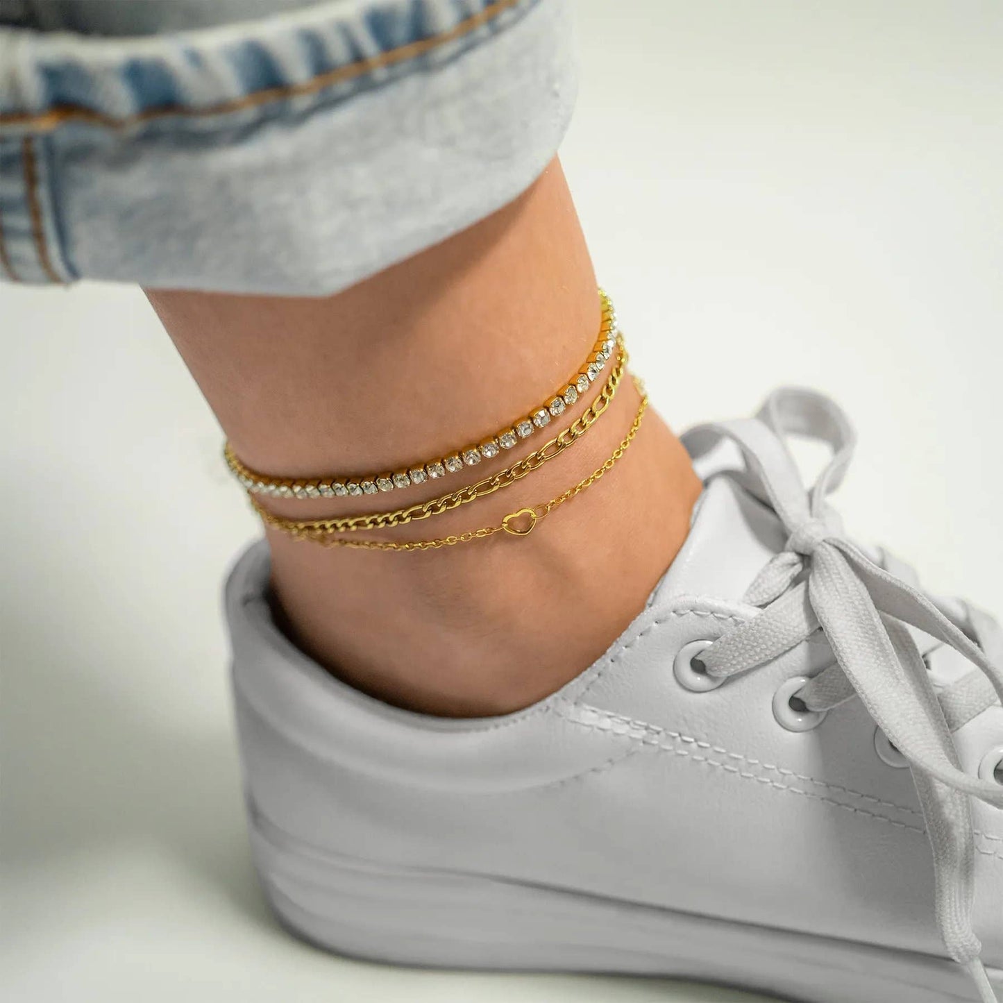 18K Gold Figaro Chain Bracelet / Anklet