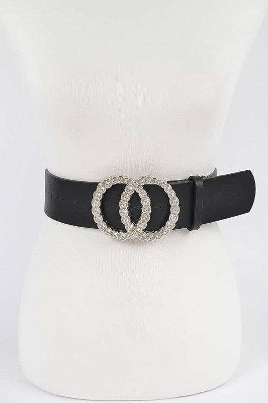 Rhinestone Filled Double Ring Belt