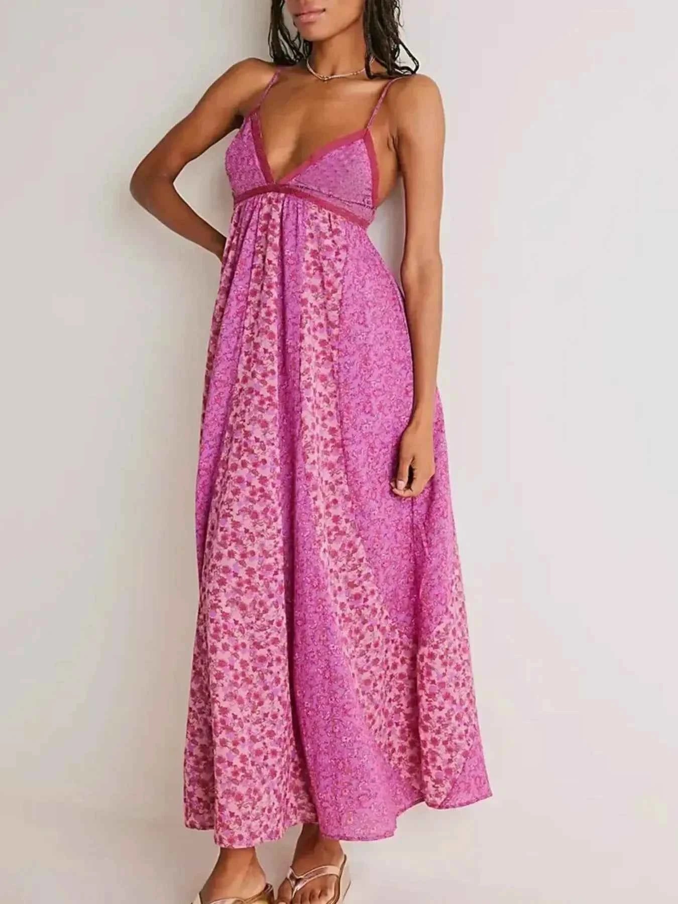 Floral V-Neck Maxi Cami Dress