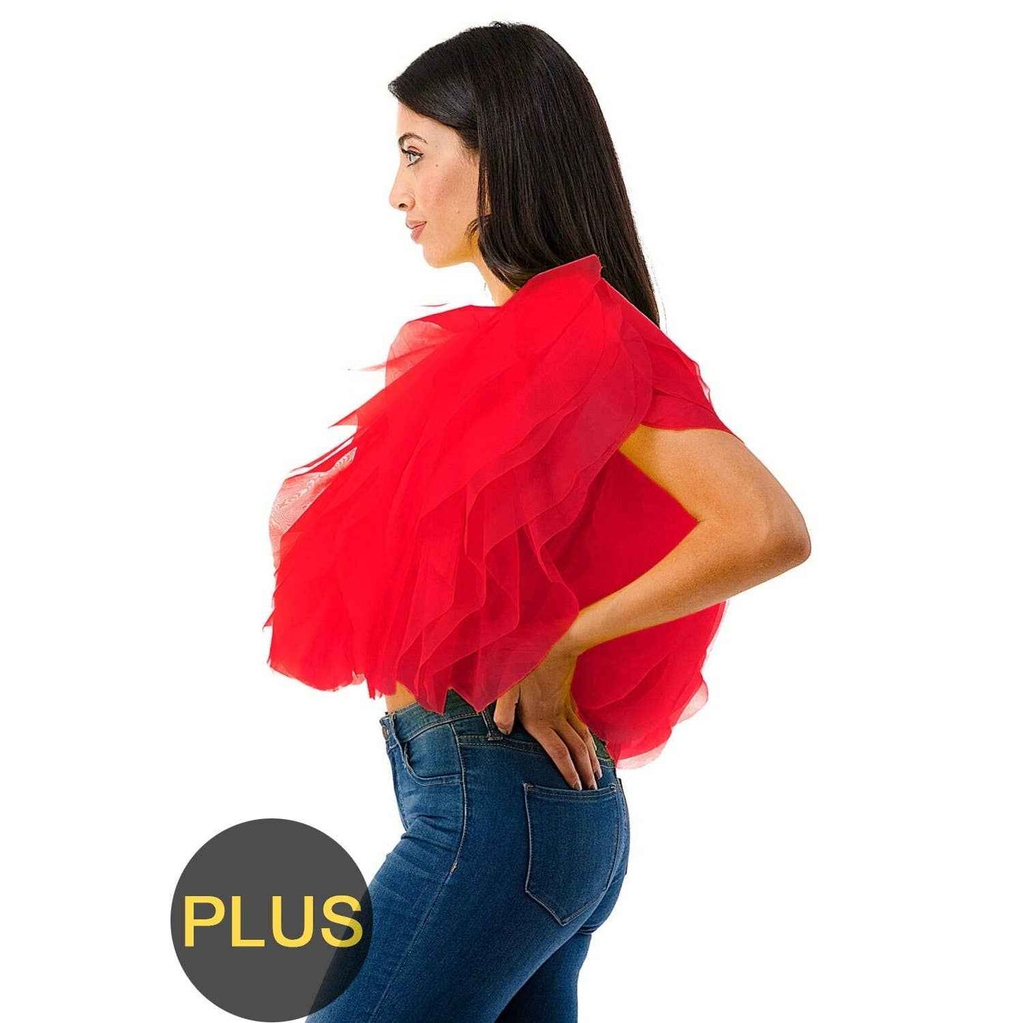 Plus Size Ruffle Crop Top Blouse