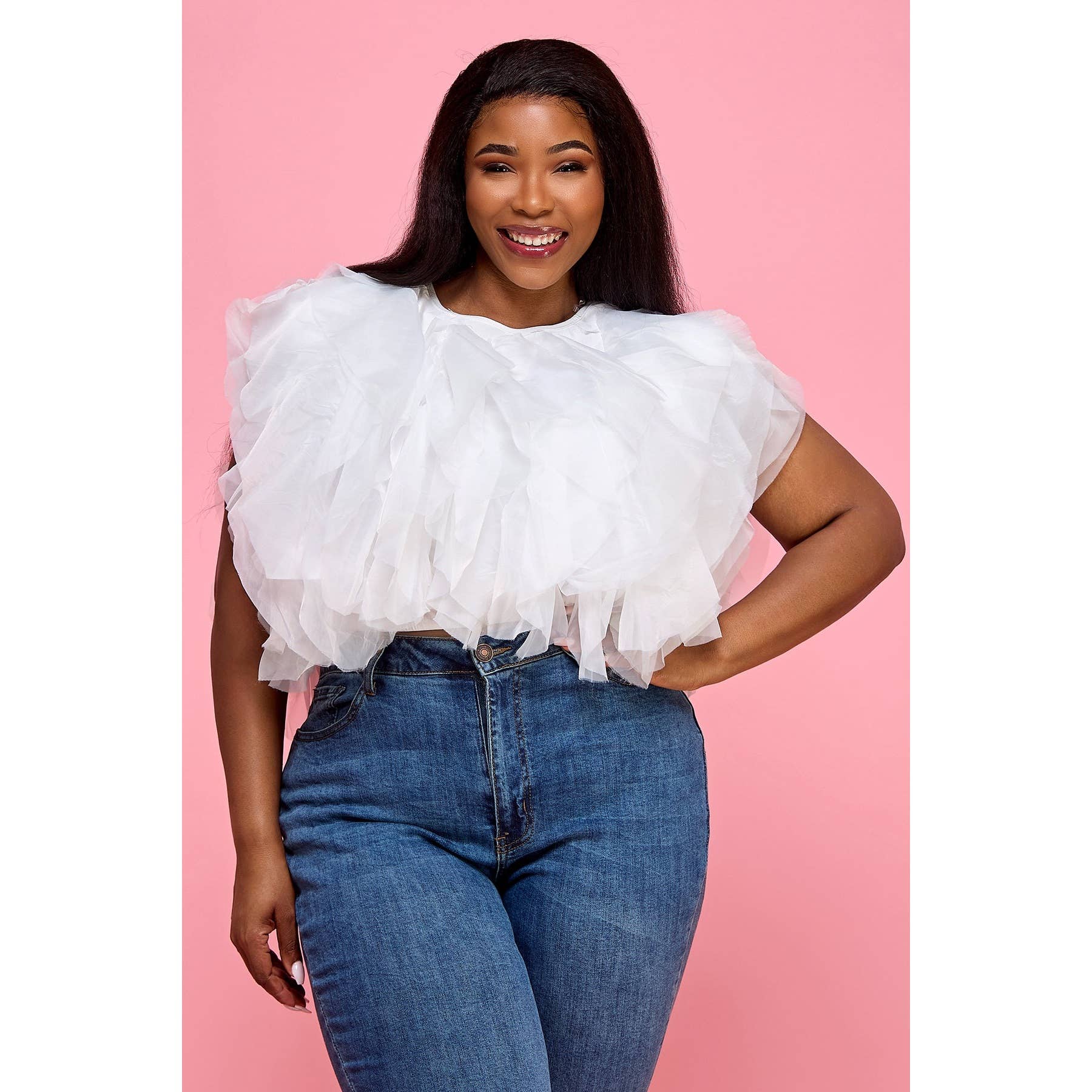 PLUS RUFFLE CROP TOP