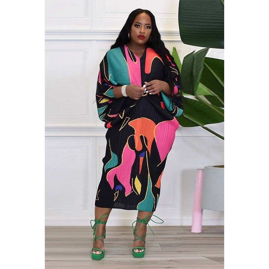 Free Size Multi-Color Midi Dress