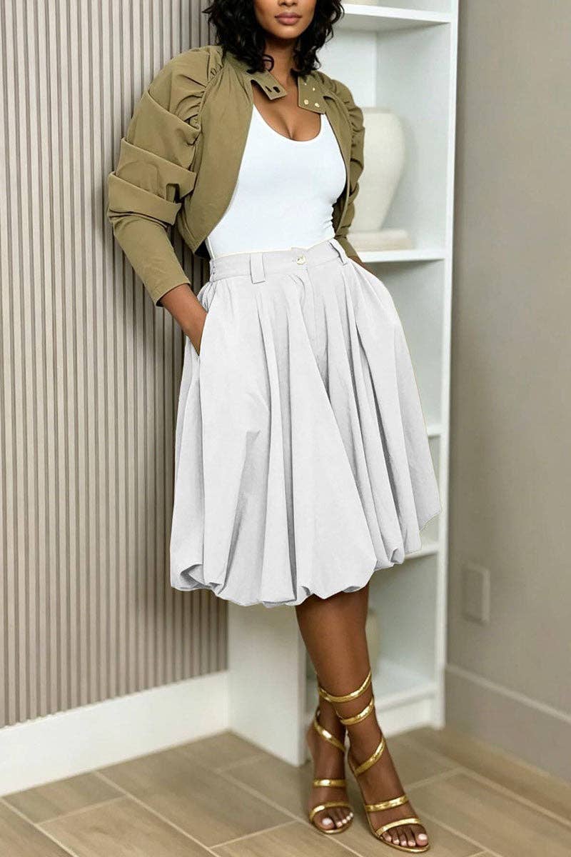 Pleated High-Waist Casual Pants