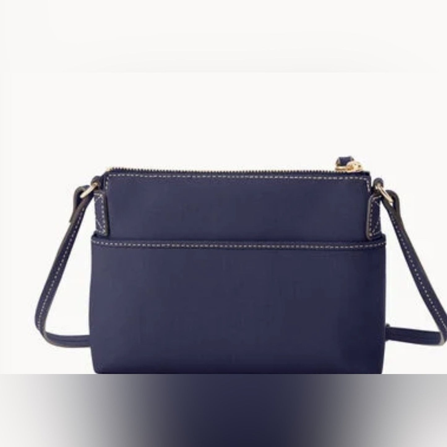 Navy blue crossbody bag on a white background