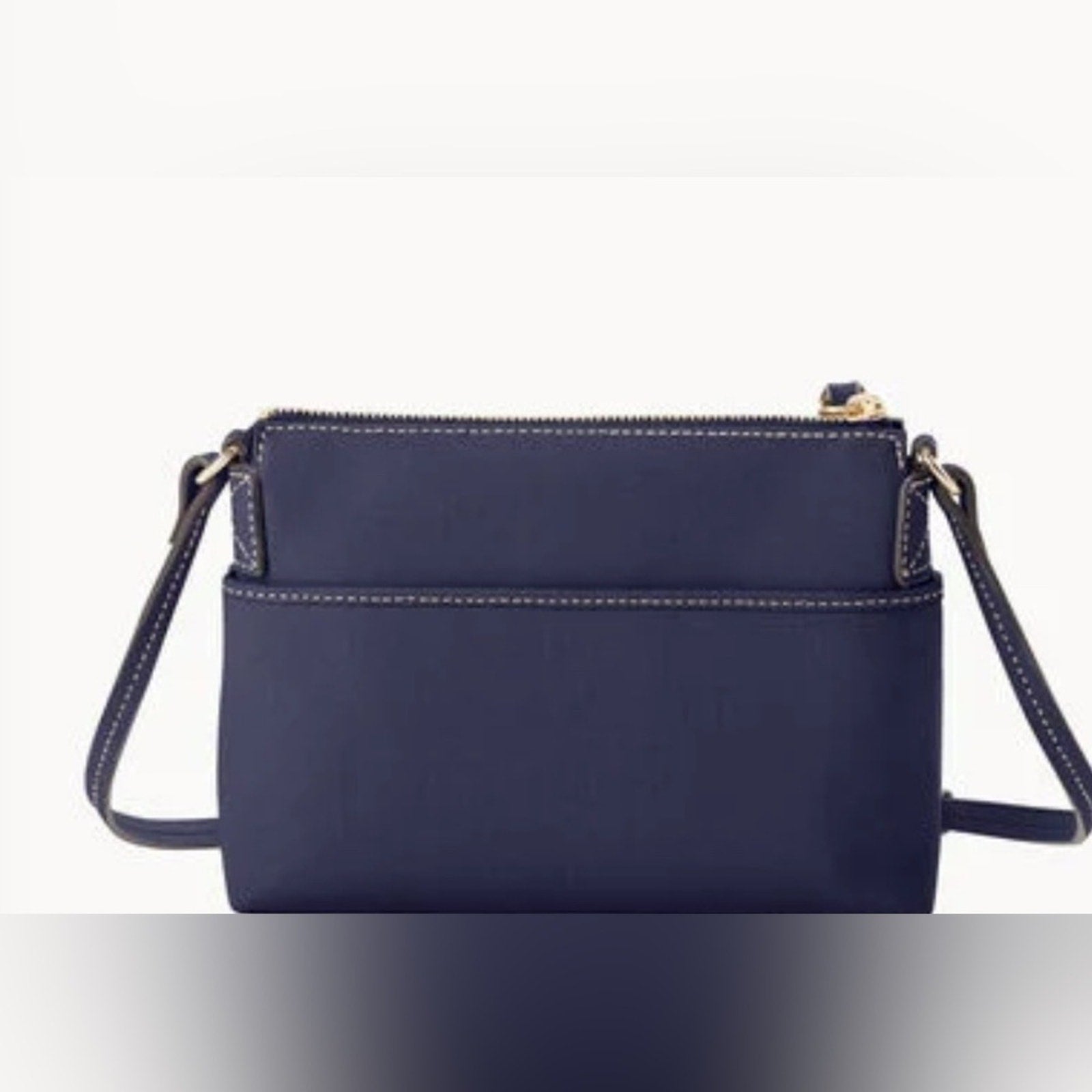 Navy blue crossbody bag on a white background