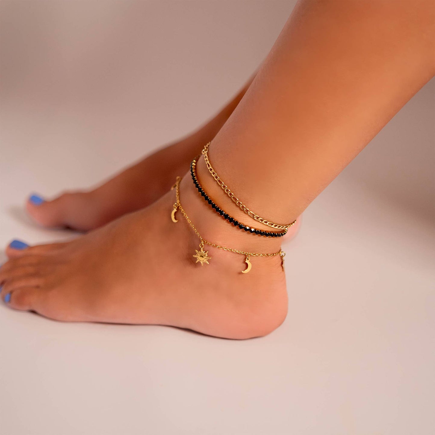 18K Gold Figaro Chain Bracelet / Anklet