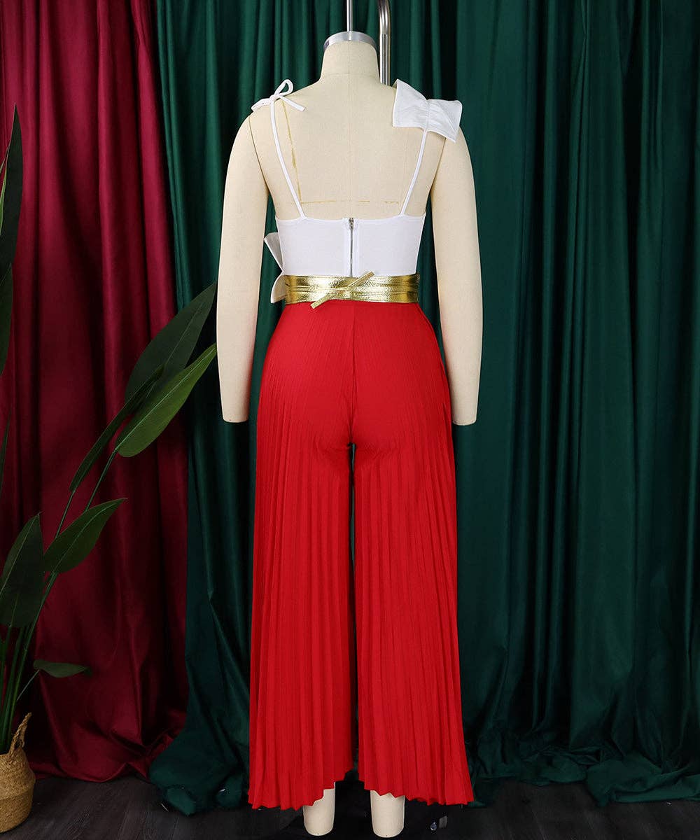 Ruffle Sleeveless Top & Wide-Leg Trouser Set