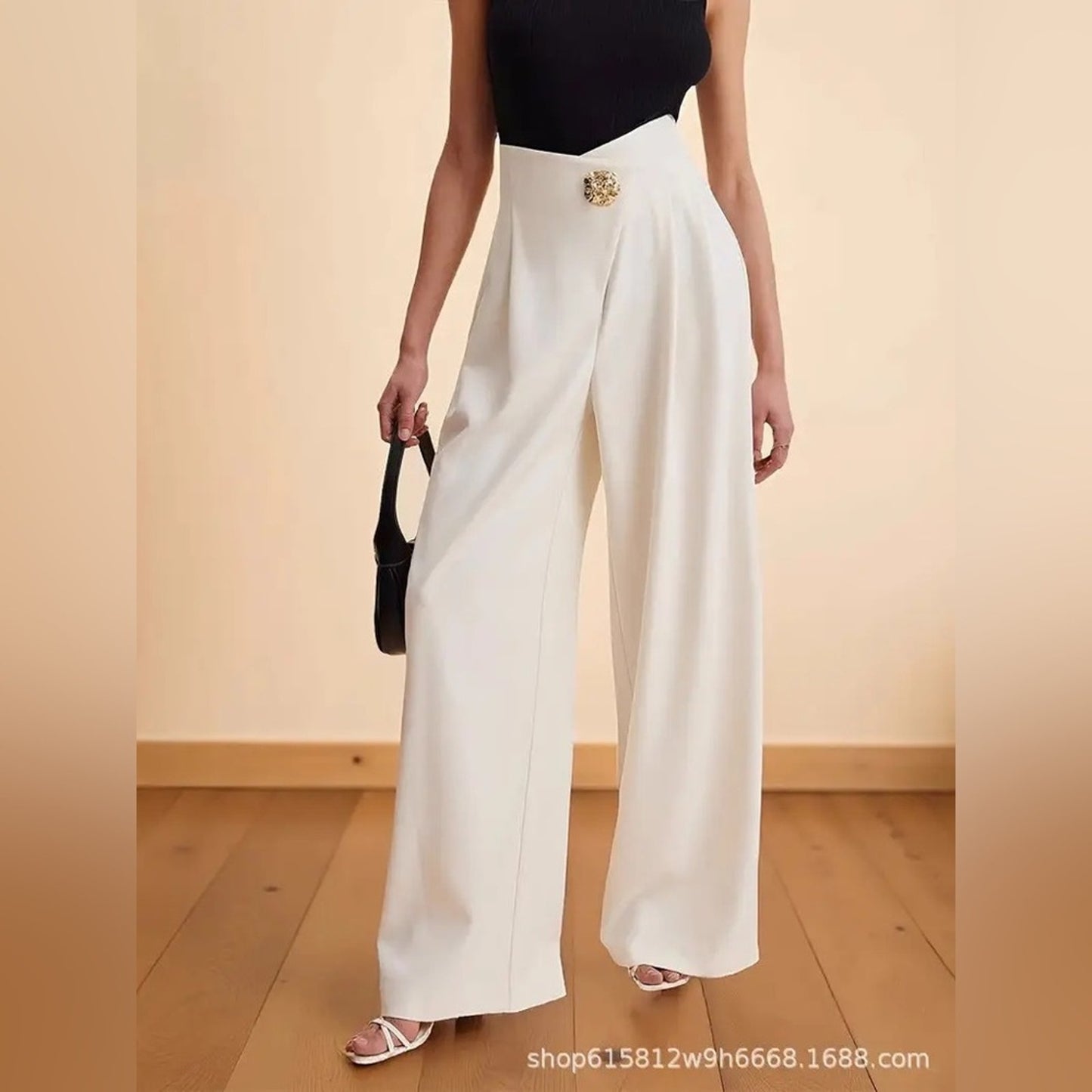 Women’s Black Wide‑Leg Palazzo Pants | High‑Waist Elegant Trousers