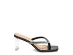 Load image into Gallery viewer, LITCHI CRYSTAL LINED THONG BLOCK HEELED SANDAL
