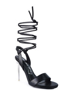 Load image into Gallery viewer, SHEENY CLEAR STILETTO LACE UP SANDAL
