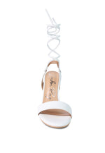 Load image into Gallery viewer, SHEENY CLEAR STILETTO LACE UP SANDAL
