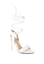 Load image into Gallery viewer, SHEENY CLEAR STILETTO LACE UP SANDAL
