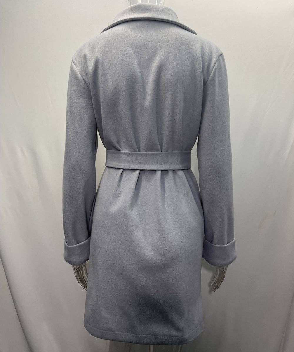 Chic Lace-Up Tailored Wool Jacket with Long Sleeves