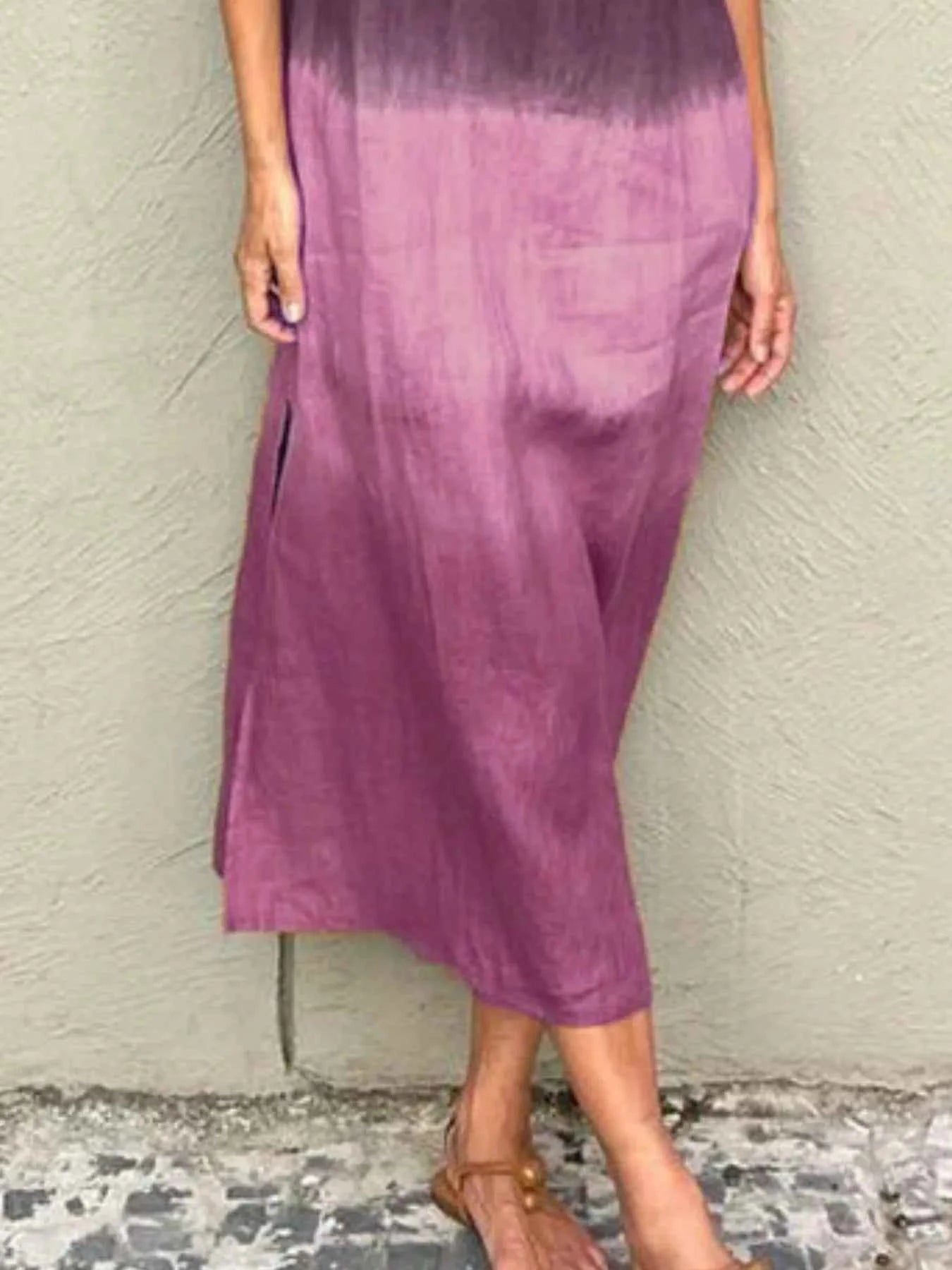 Full Size Sleeveless Gradient Tank Midi Dress Plus Size