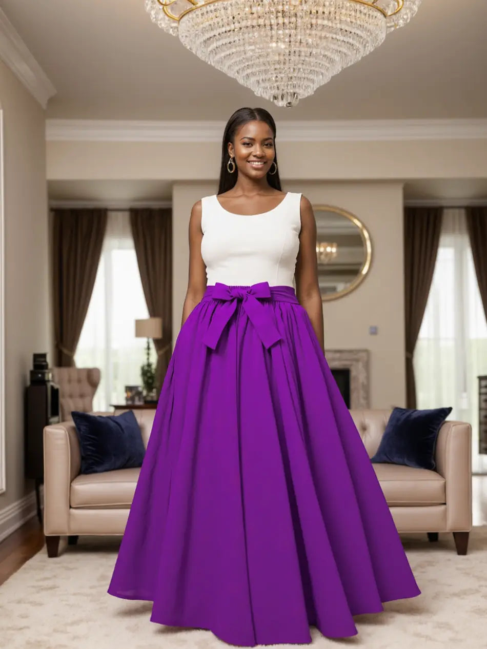 African Colorful Print Maxi Skirt One Size