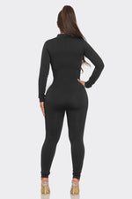 Load image into Gallery viewer, Ribbed Half Zip Long Sleeve Bodycon Jumpsuit
