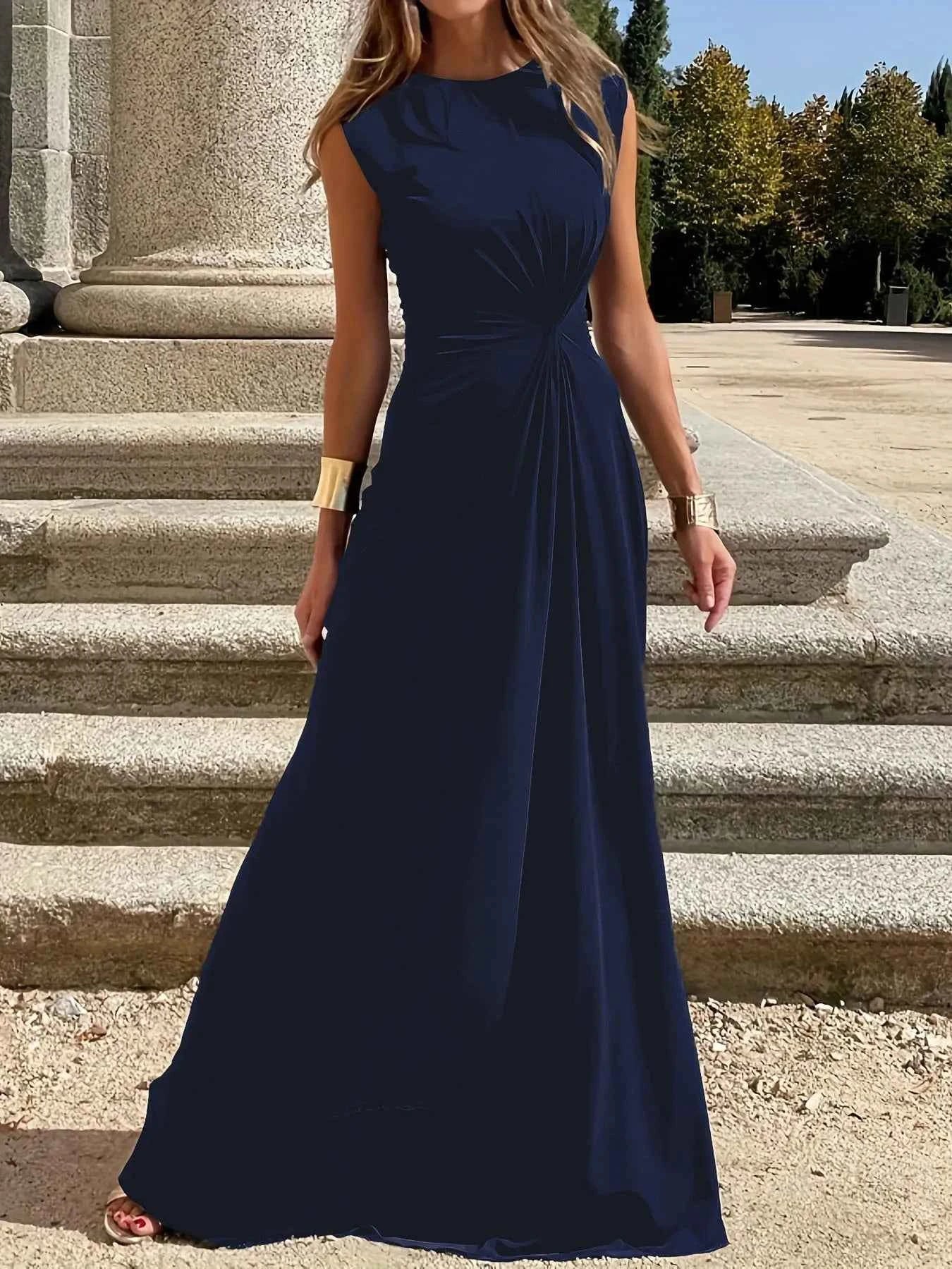 Round Neck Sleeveless Maxi Dress