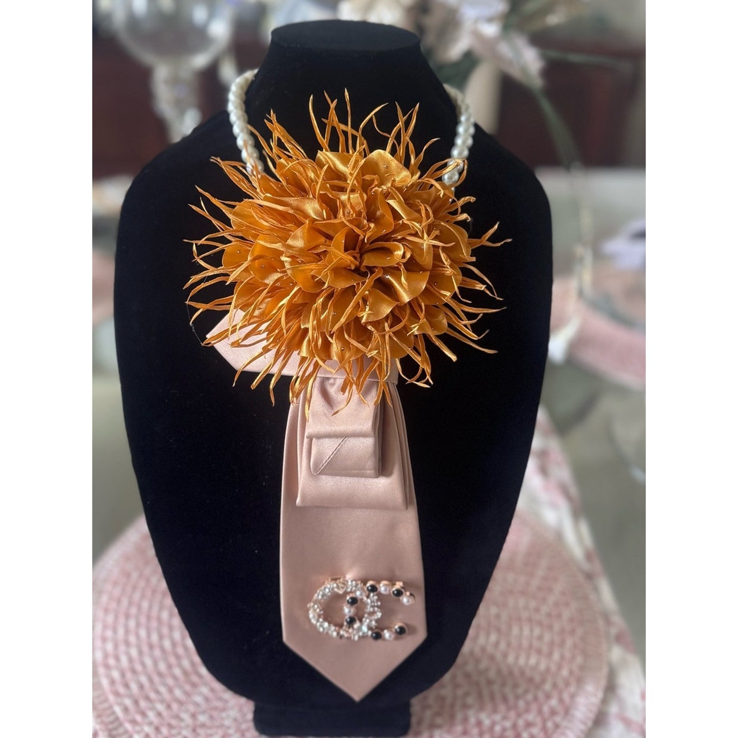 Golden Harvest Couture Floral Tie Necklace