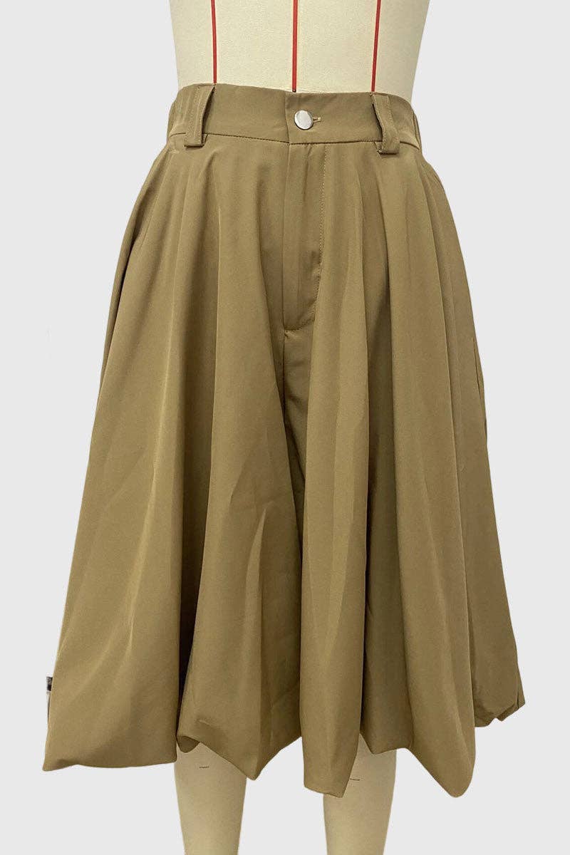 Pleated High-Waist Casual Pants