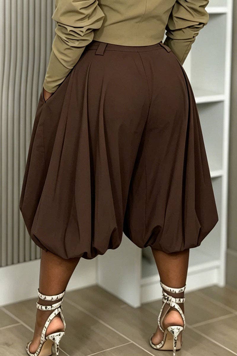 Pleated High-Waist Casual Pants
