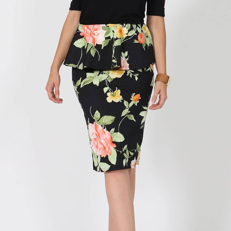 ._ 0826 PLUS SIZE Print Scuba Pencil Skirt SI-7071
