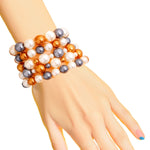 Load image into Gallery viewer, Gold and Cream Pearl Bead 5 Pcs Bracelets
