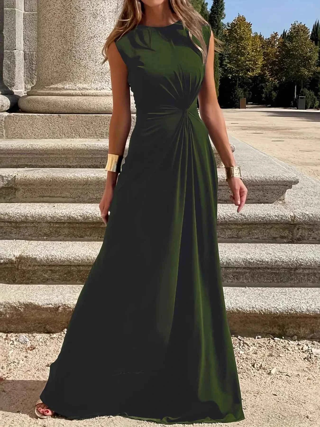 Round Neck Sleeveless Maxi Dress
