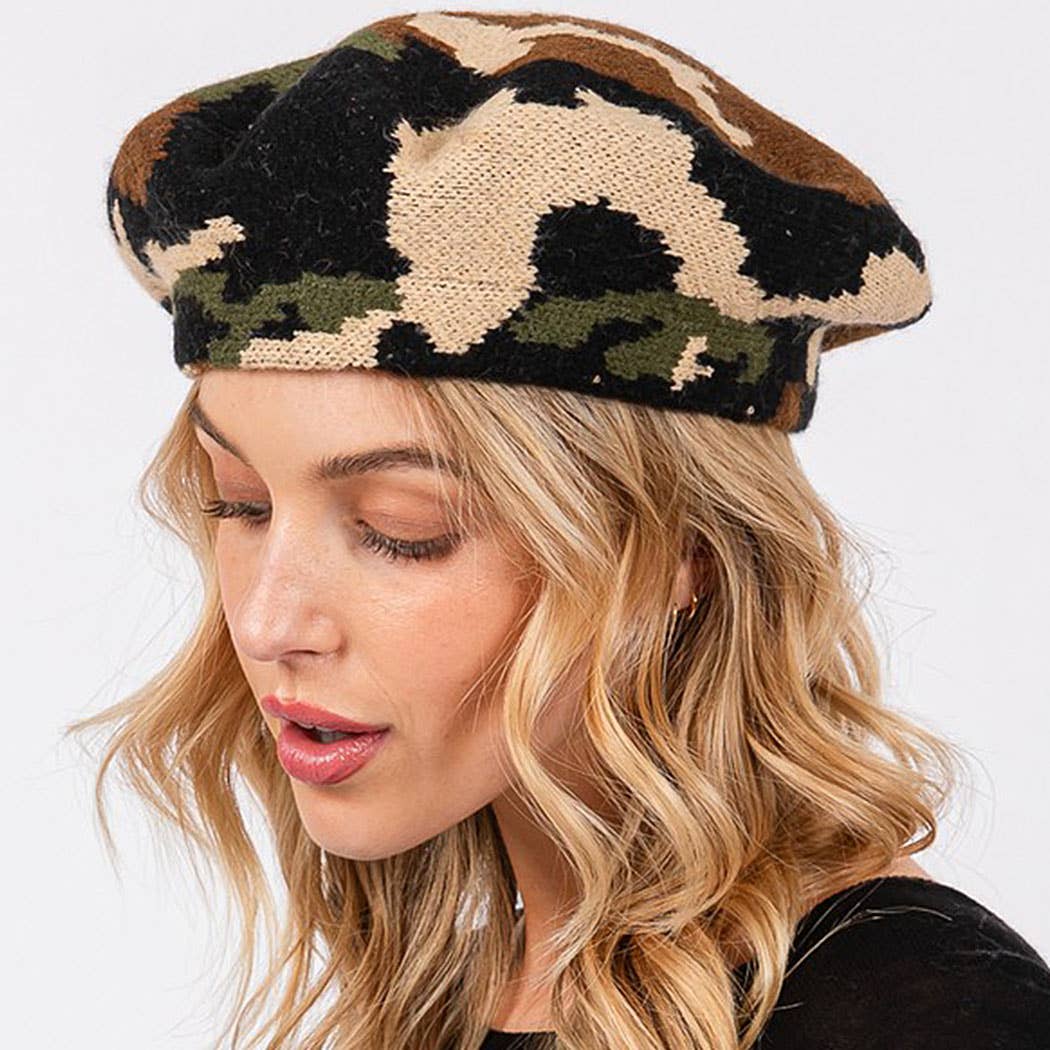 Camo Knit Beret