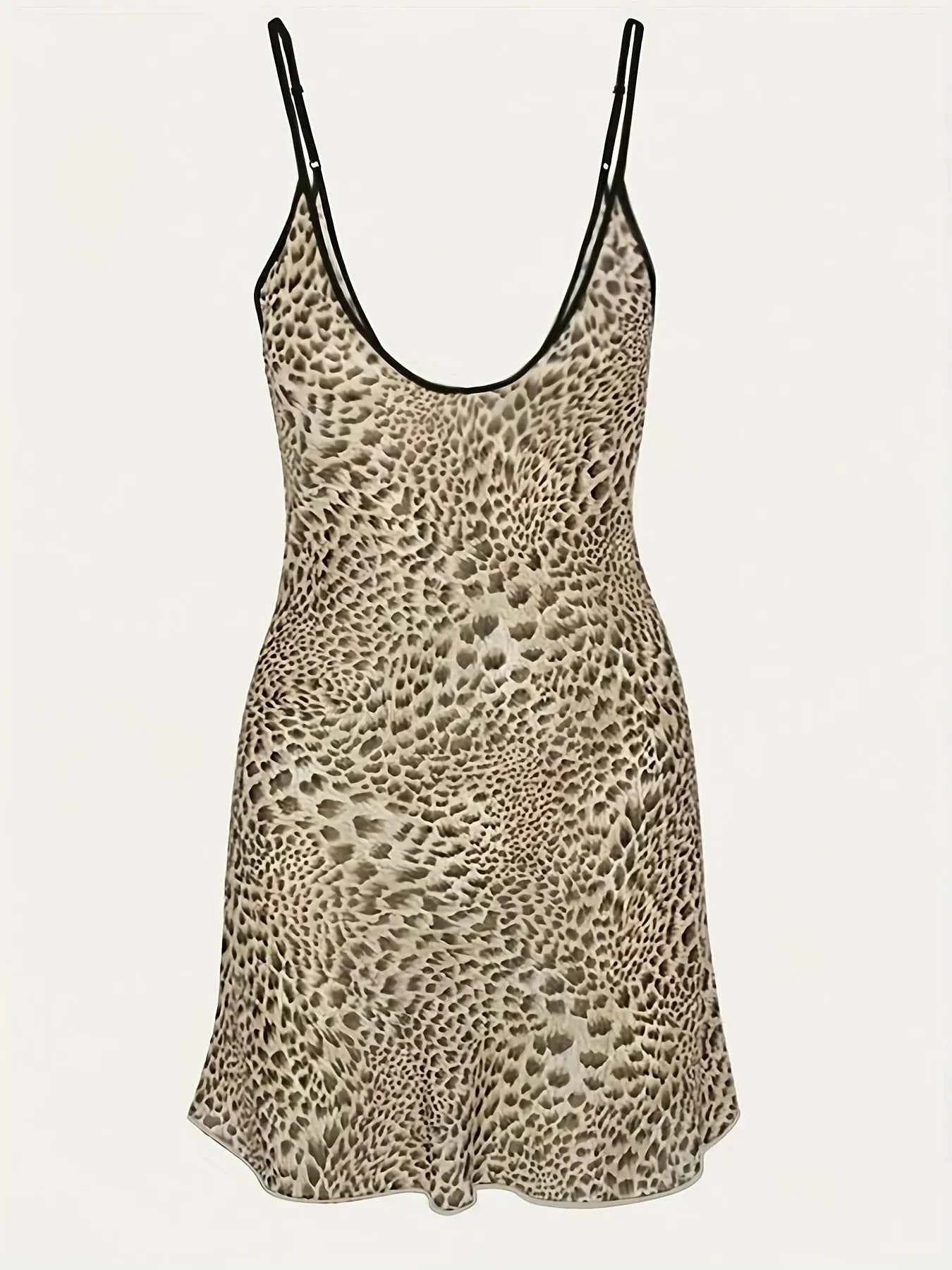Leopard Print Mini Dress with Contrast Trim