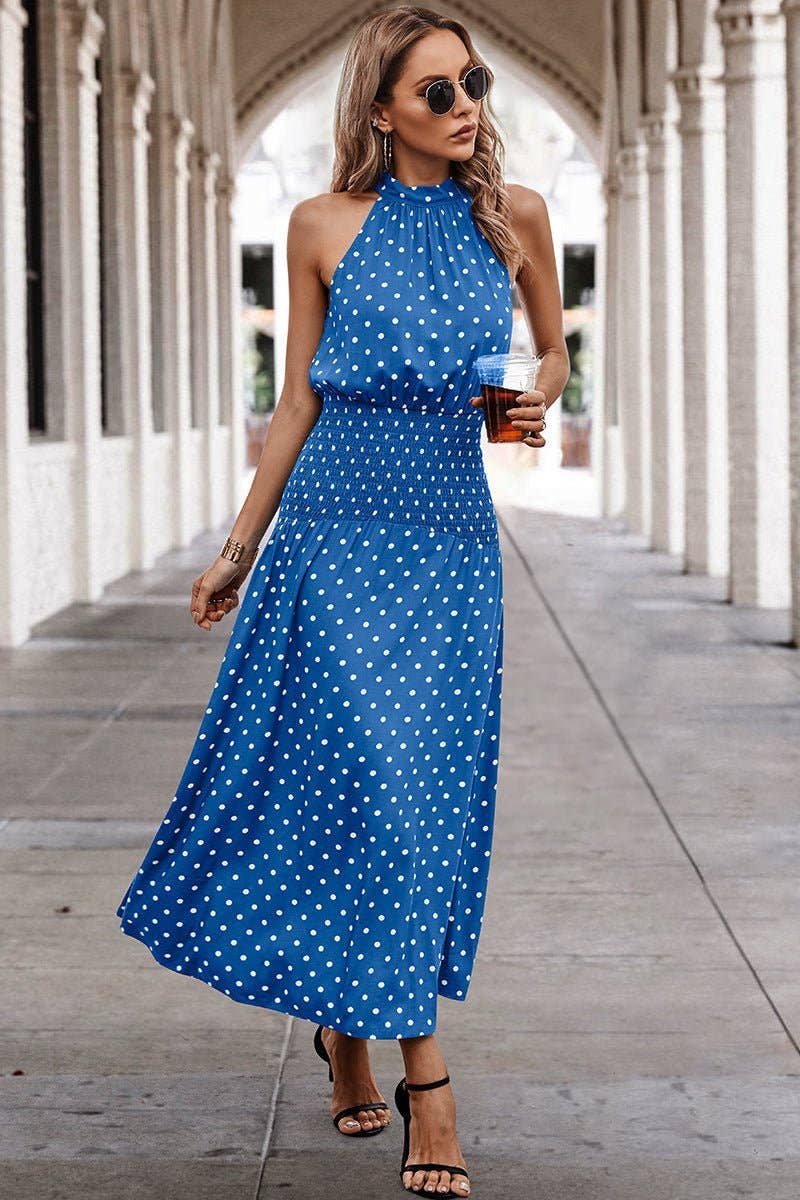 Halter Polka Dot Polka Dot Maxi Dress