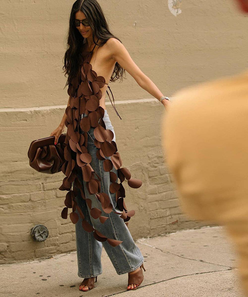 Sheer Panel Backless Maxi Dress